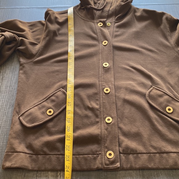 Jones New York Signature| Womens Jacket 3/4 Sleeve Brown Gold Snaps - Picture 9 of 14
